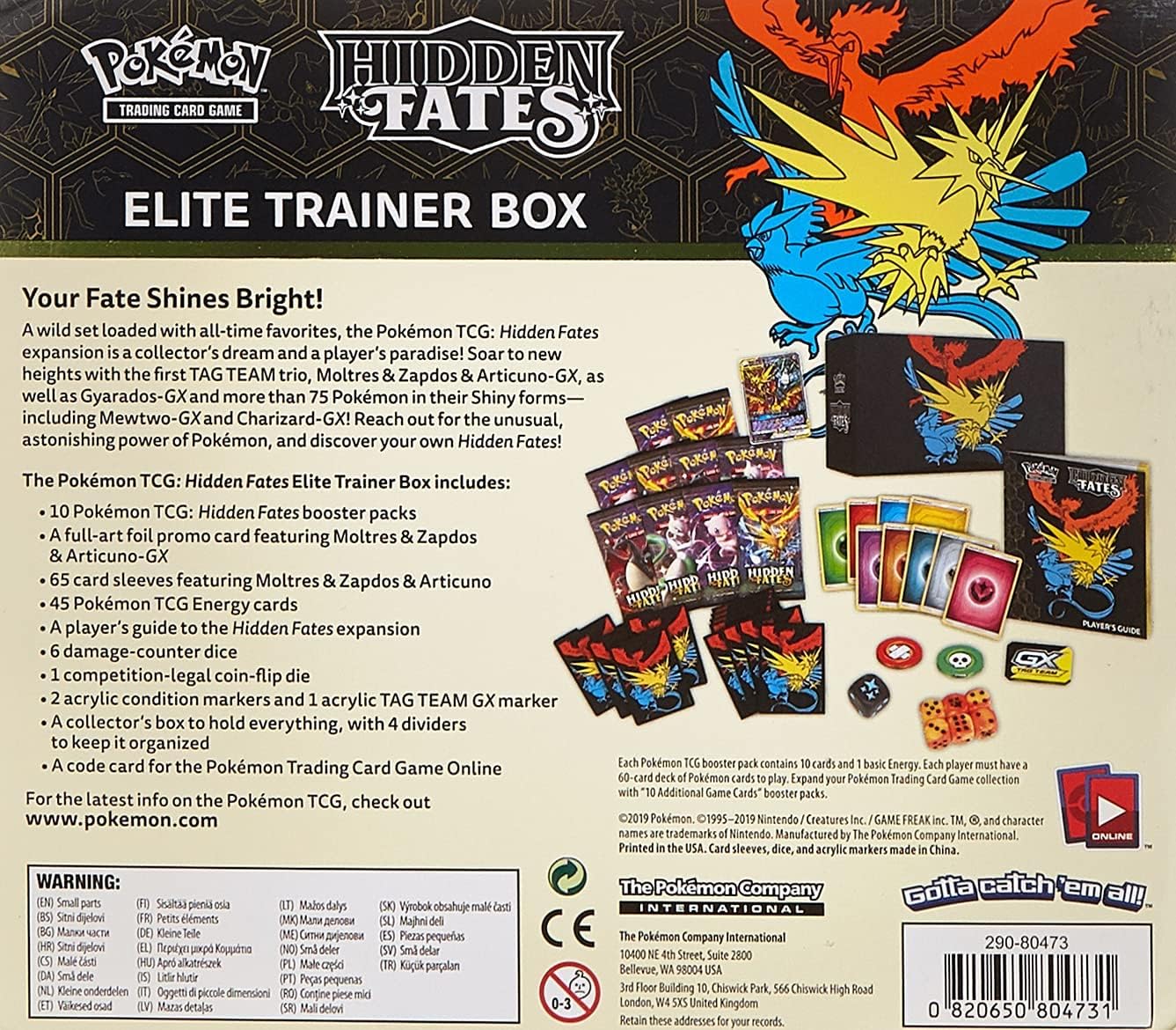Pokémon TCG: Hidden Fates Elite Trainer Box (POK80473) – Factory Sealed – UK Stock