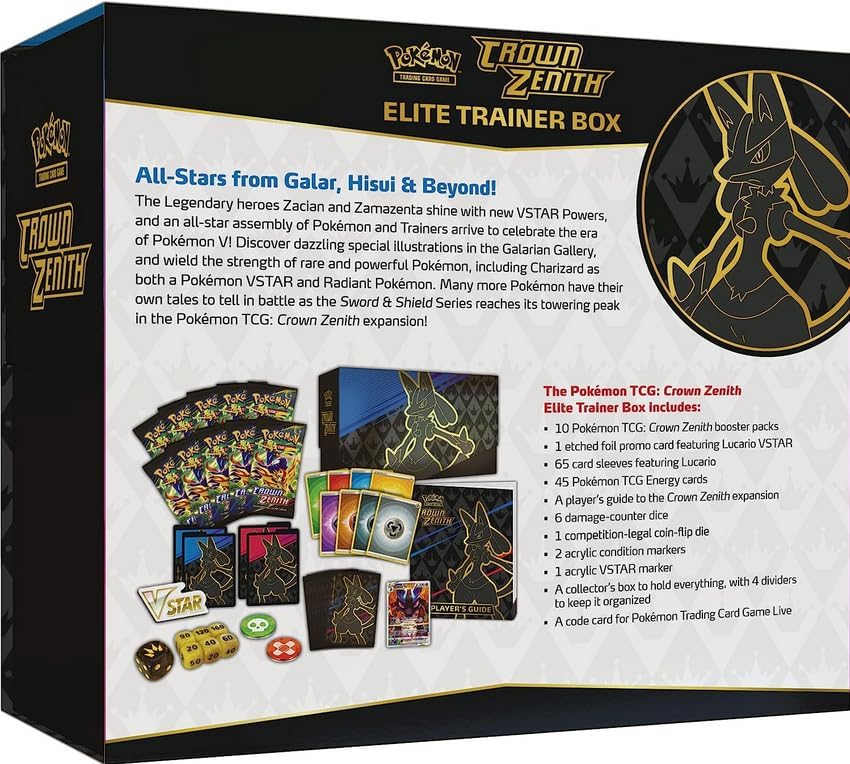 Pokémon TCG Crown Zenith Elite Trainer Box – 10 Booster Packs – Factory Sealed – UK Stock