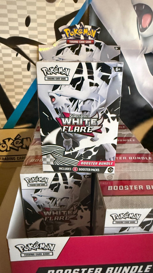 Pokémon White Flare Booster Bundles x10 – Sealed Bundles + Unsealed Display Case – UK Stock