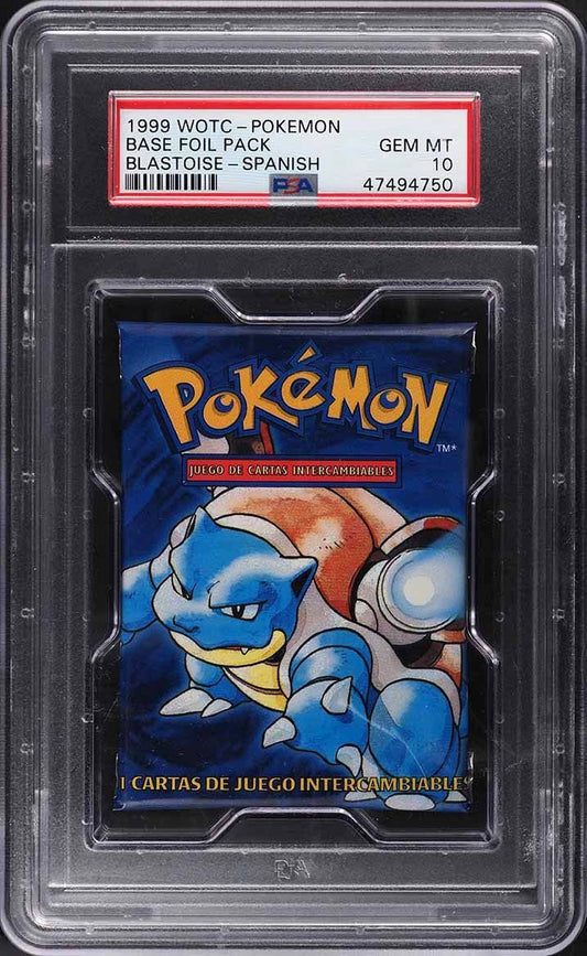 PSA 10 Pokémon Base Set Booster Pack – 1999 Spanish – Factory Sealed – Blastoise Artwork – WOTC – UK Stock